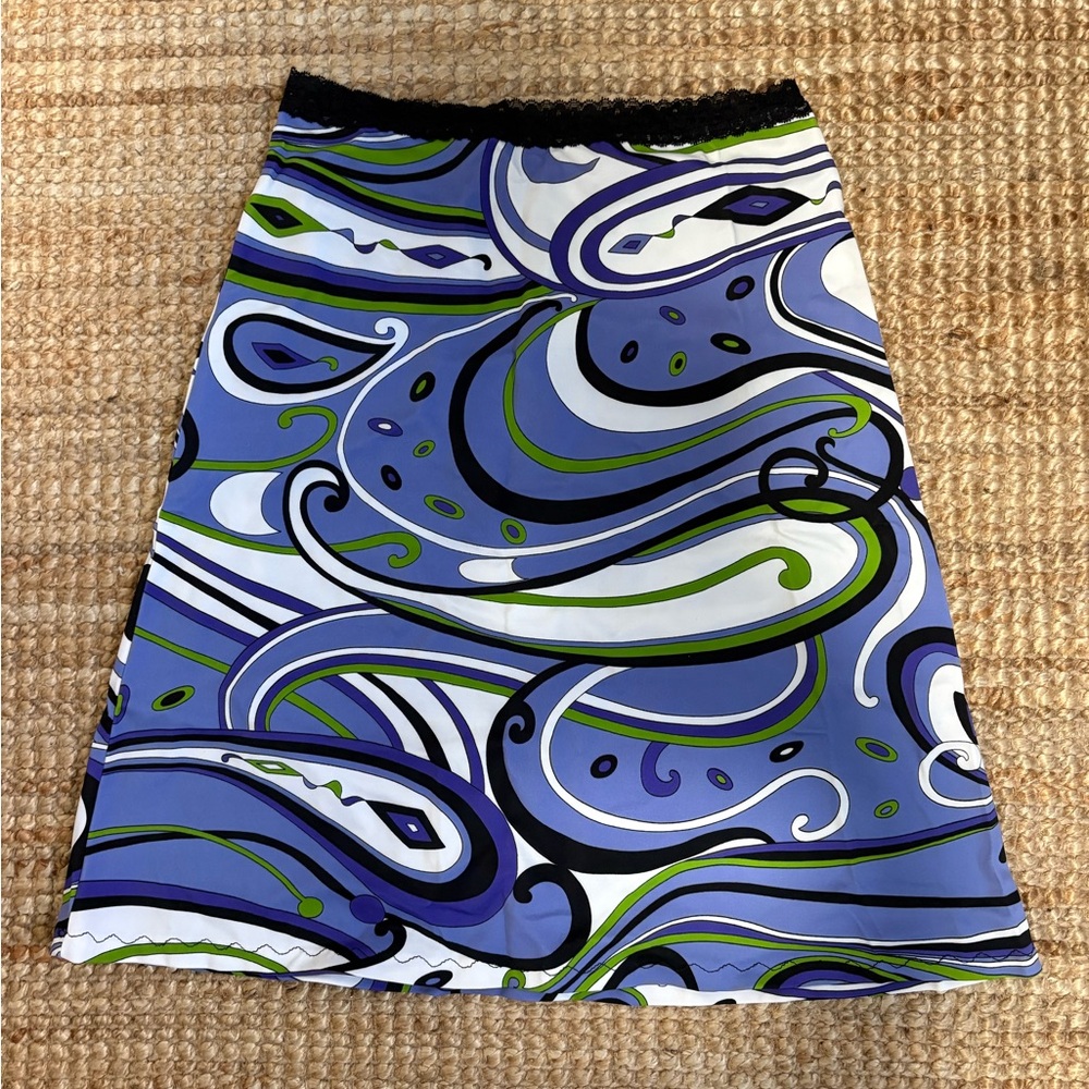Blue and Green Patterned Women's Swim Skirt